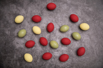 Easter eggs. Colored eggs. Easter concept. Photo. Education. 