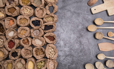 Spices table. Spices. Aroma. Background. Food. 