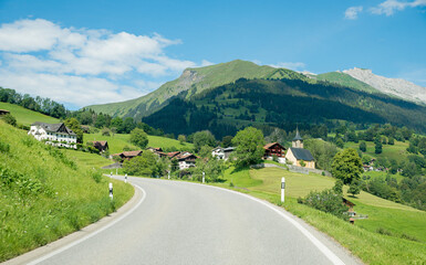 alpine village Luzein, canton grisons, switzerland