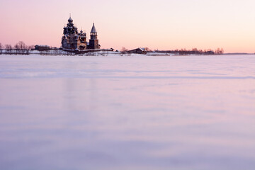 Naklejka premium View of Kizhi Island at the sunset, Karelia Republic, Russia