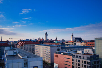 Blick über Leipzig, Morgen, Wolken, Himmel	