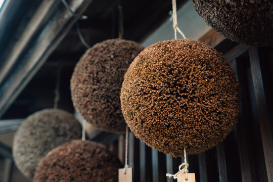 Sugidama balls under roof of building