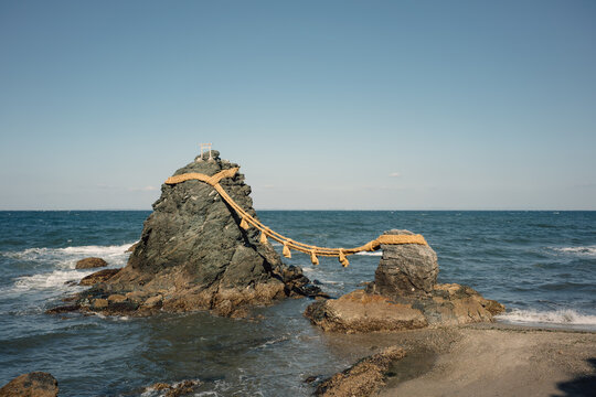 Meoto Iwa rocks in sea