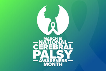 March is National Cerebral Palsy Awareness Month. Holiday concept. Template for background, banner, card, poster with text inscription. Vector EPS10 illustration. - obrazy, fototapety, plakaty