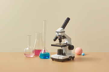 Test tubes and microscope