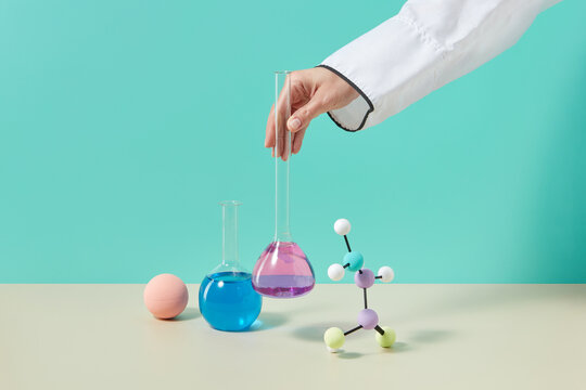 Scientist putting test tube