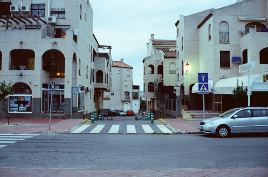 Fototapeta an empty evening street in a small Spanish town