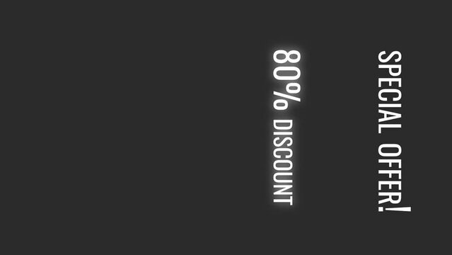 Especial offer x percent discount text in a transparent video for social media