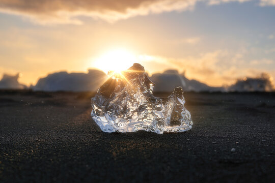 Sunflare on small piece of ice.