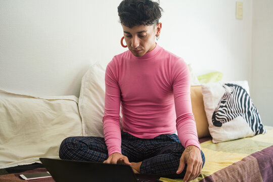 Non binary person working from home