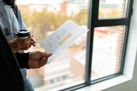 Couple watching apartment plans