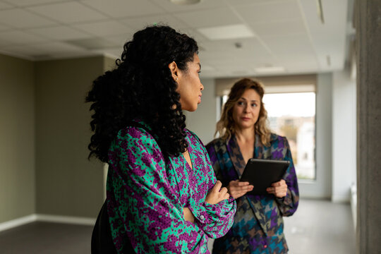 Business women renting new workspace