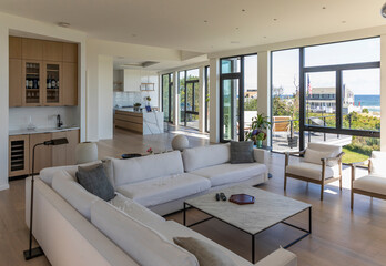 Ocean view from living room in Luxury Waterfront Home
