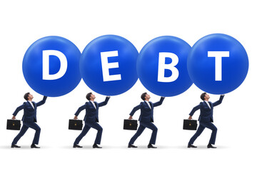 Businessmen in the load and debt concept