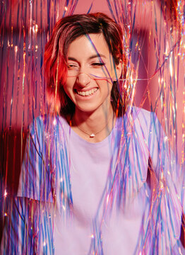 Funny portrait with tinsel
