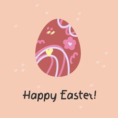 Vector and cute card or print with lettering and painted egg.