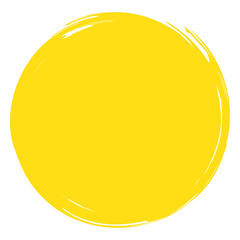 Circle brush stroke vector isolated on white background. Yellow enso zen circle brush stroke. For stamp, seal, ink and paintbrush design template. Grunge hand drawn circle shape, vector illustration