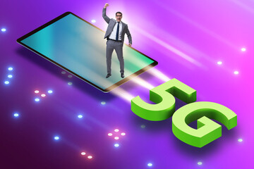 Fototapeta premium 5G technology telecommuications concept - isometric projection