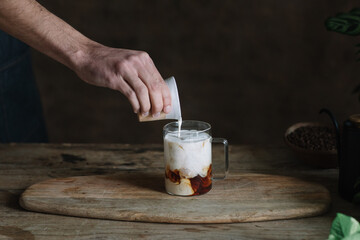 Anonymous Man Making Artisan Latte Iced Coffee