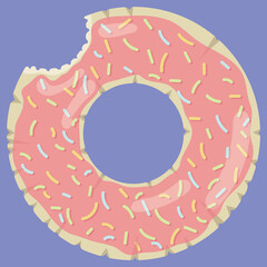 Donut shaped inflatable mattress icon for pool party, beach vacation and hotel vacation. Vector illustration