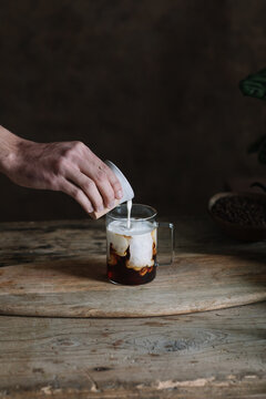 Anonymous Man Making Artisan Latte Iced Coffee