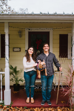 Homeowner millenials with dog