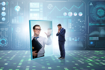 Young businessman in alter ego concept