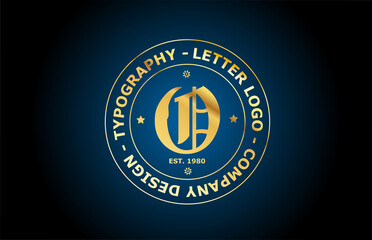 gold O vintage alphabet letter logo icon design. Creative template for label and badge in golden style
