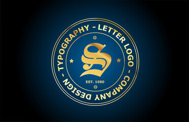 gold S vintage alphabet letter logo icon design. Creative template for label and badge in golden style
