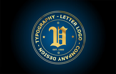 gold V vintage alphabet letter logo icon design. Creative template for label and badge in golden style