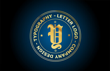 gold Y vintage alphabet letter logo icon design. Creative template for label and badge in golden style