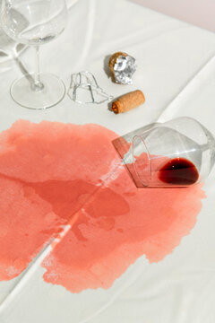 New year's party aftermath. Messy drinks table.