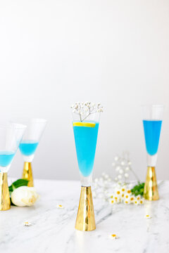 Blue Cocktails in Classy Cocktail Glasses