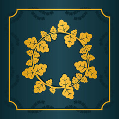 golden leaves wreath illustration