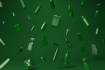 Green recyclable plastic containers