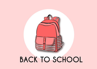 Girly Back to school backpack design with pink background