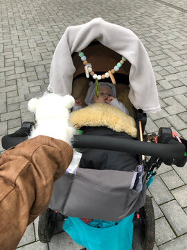Pov baby stroller street outside