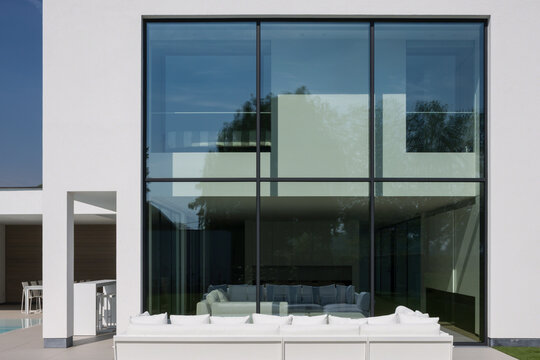 big windows of villa