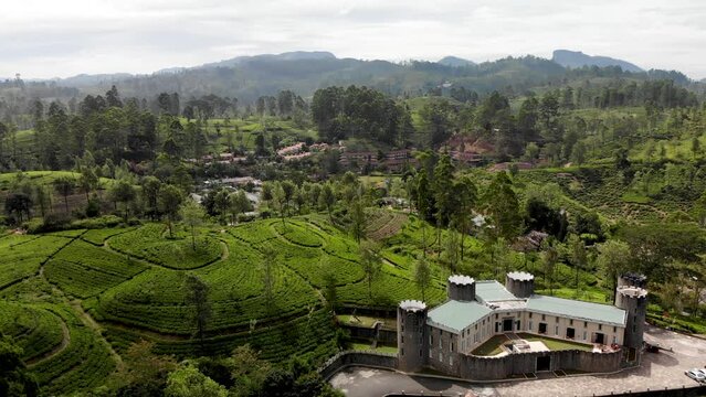 Aerial view of landscape in Sri Lanka mountains