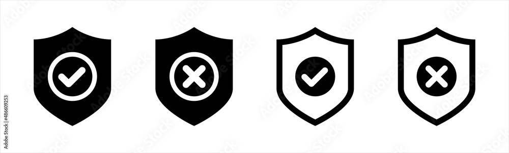Poster security shield icons. security shield protected with check mark. vector illustration.