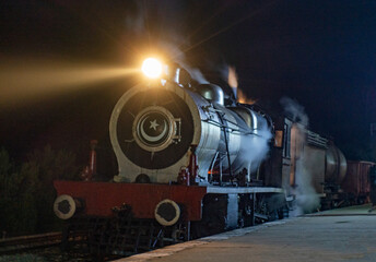 Steam Locomotive at night