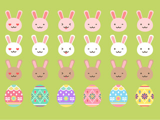 イースターバニーの顔とイースターエッグのアイコン