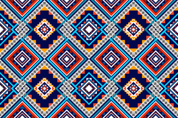 Geometric ethnic seamless pattern design. Aztec fabric carpet mandala ornament boho native chevron textile decoration wallpaper. Tribal turkey African Indian traditional vector background 
