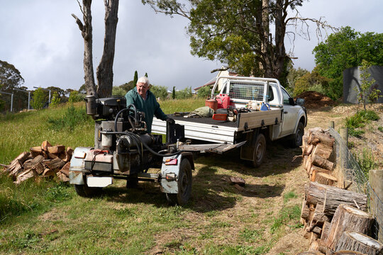 Senior man busy outdoors