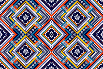 Geometric ethnic seamless pattern design. Aztec fabric carpet mandala ornament boho native chevron textile decoration wallpaper. Tribal turkey African Indian traditional vector background 