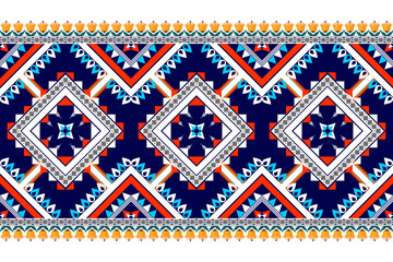 Geometric ethnic seamless pattern design. Aztec fabric carpet mandala ornament boho native chevron textile decoration wallpaper. Tribal turkey African Indian traditional vector background 