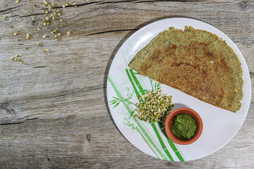 home made dosa from top angle of camera