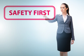 Safety first concept with businesswoman