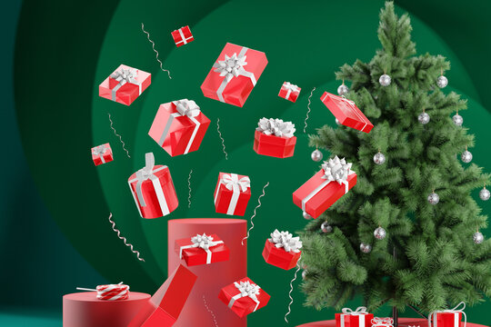 Christmas presents coming out of box