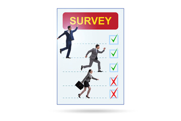 Survey questionnaire with tick boxes